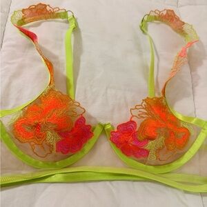 Beautiful bra bright orange and lime green see photo for size maybe 24-B